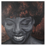 Afrikaanse vrouw, acryl op doek. 120/120cm 2015, verkocht.